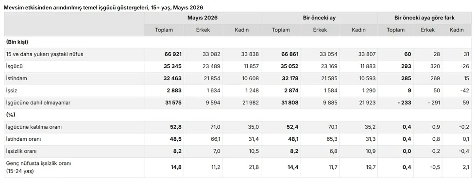 TÜİK mayıs ayı işsizlik verilerini açıkladı: İşsizlik oranı yüzde 8,2 oldu - 4