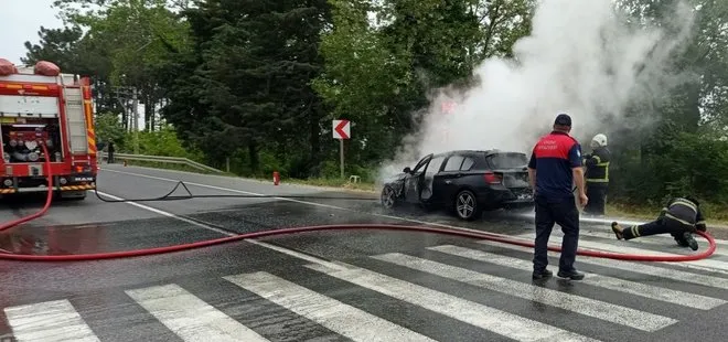 Ordu’da seyir halindeki otomobilde yangın çıktı