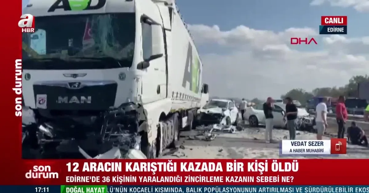 Edirne’de feci kaza! 12 araç karıştı: 1 ölü