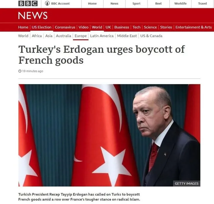Başkan Erdoğan’ın “Fransız ürünlerine boykot” sözleri dünyada ilk haber!