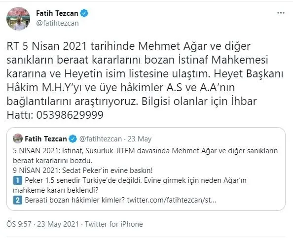 Son dakika: Fatih Tezcan hakkında soruşturma başlatıldı