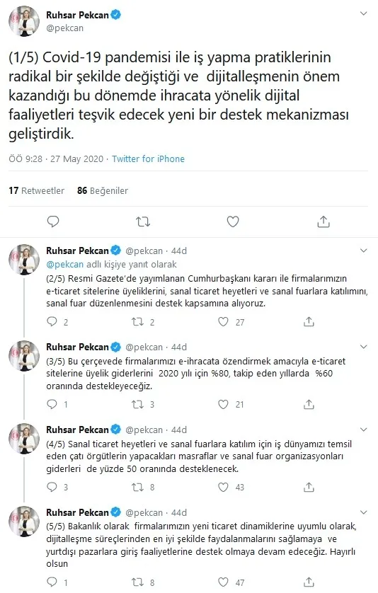 Son dakika: Ticaret Bakanı Ruhsar Pekcan açıkladı: Destek kapsamına alıyoruz - 1