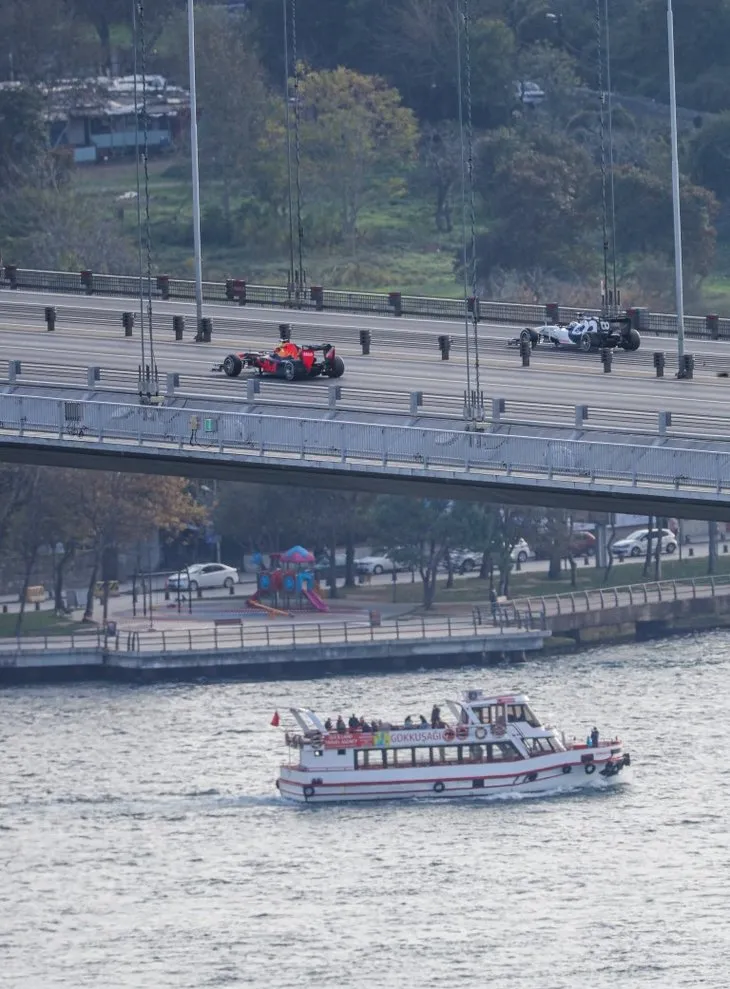 15 Temmuz Şehitler Köprüsü’nde Formula 1 tanıtım çekimleri havadan görüntülendi