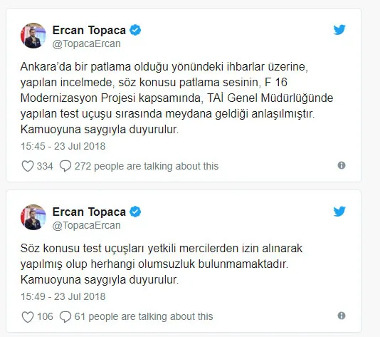 Ankara’da korkutan patlama sesi