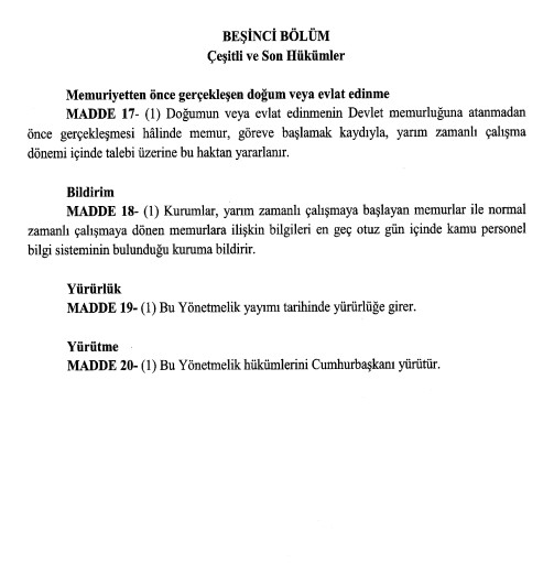 Devlet memurlarının yarı zamanlı çalışma düzenlemesi Resmi Gazete’de!