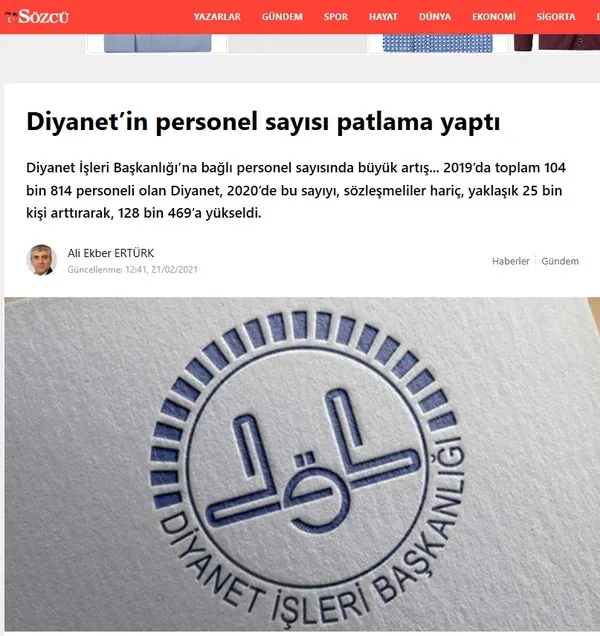 Yine Sözcü Gazetesi yine yalan! Diyanet İşleri Başkanlığı’nı hedef aldı