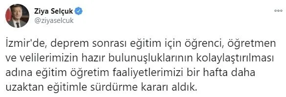 İzmir’de eğitim 1 hafta daha uzaktan devam edecek