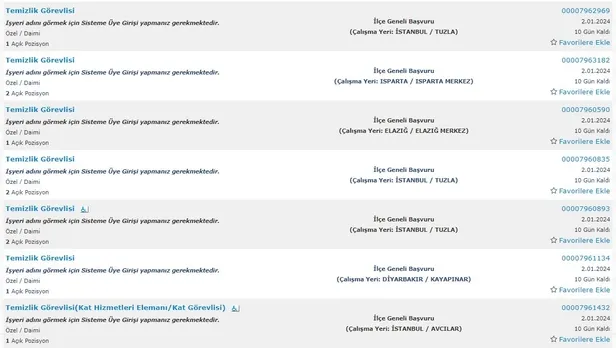 İŞKUR yılın son alımlarını paylaşıyor! İlkokul mezunu 5.234 personel alımı başladı! İşte temizlik görevlisi şartları