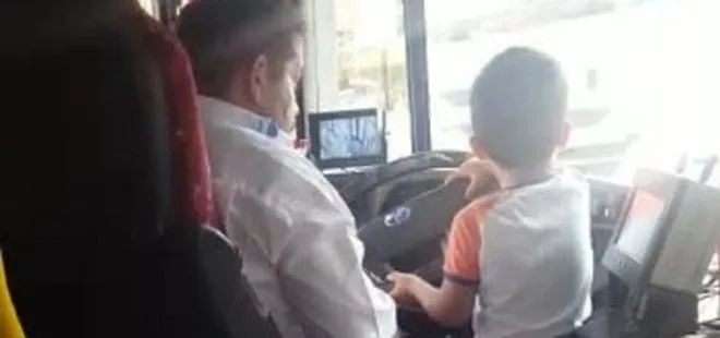 İstanbul’da çocuğa otobüs kullandıran şoför kamerada
