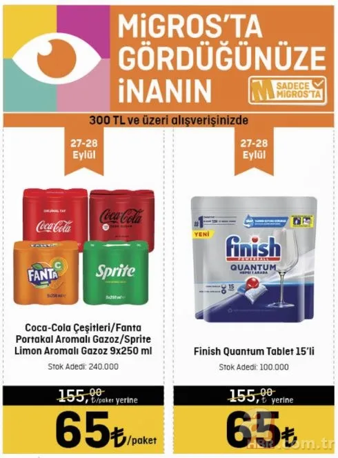 26 Eylül Migros indirim kataloğu yayınlandı: Migros’ta Dana Kasap Sucuk 59 TL, Dana Kasap Sucuk 59 TL, Dana Kıyma 99.90 TL, Süzme Peynir 39 TL’den satılıyor 7
