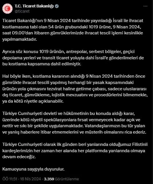 ticaret-bakanligindan-israil-hakkinda-verilen-ihracat-kisitlamasiyla-ilgili-flas-aciklama-1713258312259.jpeg Ticaret Bakanlığından İsrail hakkında verilen ihracat kısıtlamasıyla ilgili flaş açıklama - 1