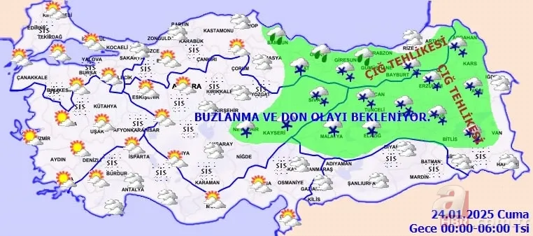 Güneşe aldanmayın haritaya yansıdı: Kar, buzlanma, çığ alarmı! Meteoroloji 23 Ocak Perşembe hava durumu 10