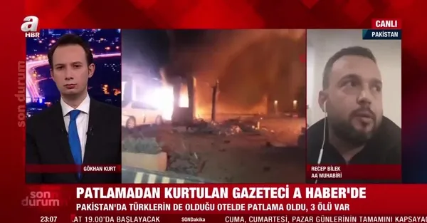 Pakistan’da Türk heyetinin kaldığı otele saldırı! Patlamadan kurtulan gazeteci o anları A Haber’de anlattı