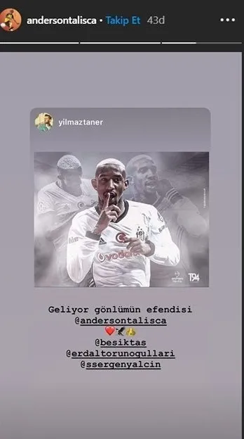 Anderson Talisca Beşiktaş’a mı geliyor? Heyecanlandıran paylaşım