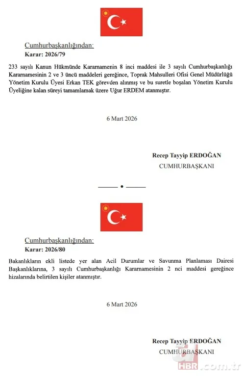 Başkan Erdoğan İmzaladı | Atama kararları Resmi Gazete’de 9