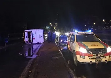 Kayseri'de işçi servisi devrildi! 9 yaralı