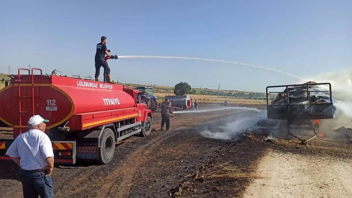 Kırklareli'nde 300 saman balyası yandı!