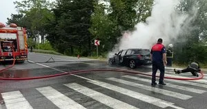 Ordu’da seyir halindeki otomobilde yangın çıktı