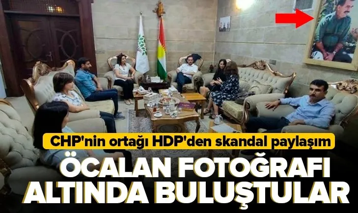 Son dakika: HDP’den terör itirafı gibi paylaşım! Elebaşı Öcalan’ın fotoğrafı altında görüştüler