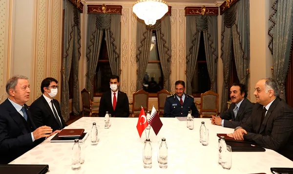 Milli Savunma Bakanı Hulusi Akar Katar Savunma Bakanı Atiyye ile bir araya geldi - 1