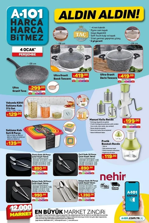 4 Ocak 2024 A101 aktüel ürünler kataloğu yayınladı! A101 Asgari ücret zammı sonrası ilk indirim afişi…
