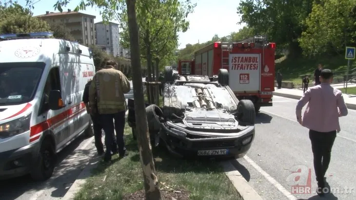 Ümraniye’de ’kasis’ kazası: Otomobil takla atarak savruldu