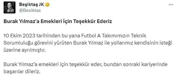 Beşiktaş’ta Burak Yılmaz istifa etti! Rıza Çalımbay dönemi başladı