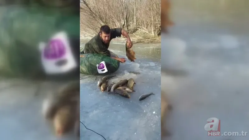 Erzincan'da eksi 20 derecede buzun altında balık avı! Onlarca balığı elleriyle böyle yakaladı: Güzel bir balık tutma tekniği 4
