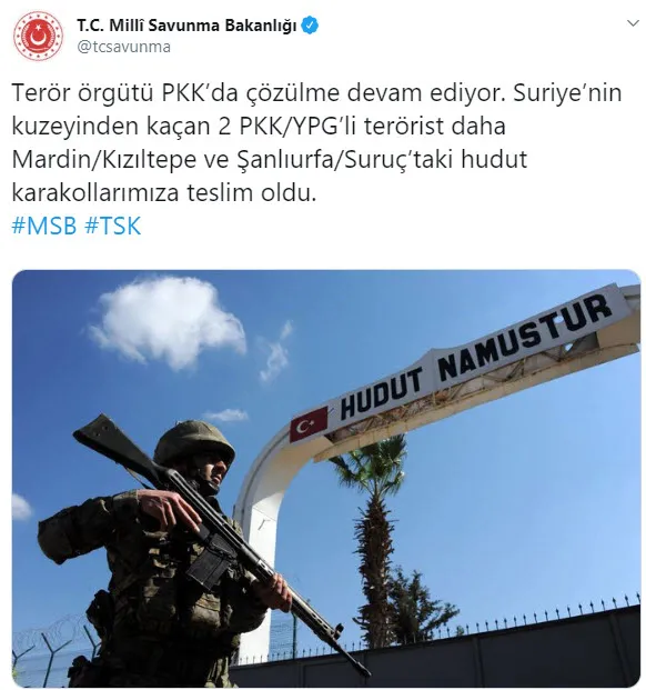 Suriye'den kaçan 2 terörist daha teslim oldu - 1