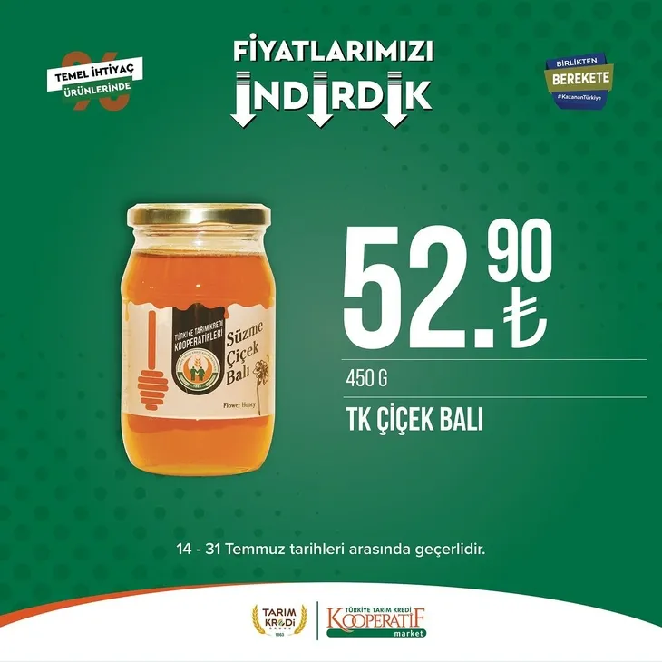 Tarım Kredi Market indirimlerinde son 6 gün! Katalogda yok yok! Çamaşır deterjanı 99.90, Ayçiçek yağı 36.90, Süzme peynir 64.90, zeytin 57.90 TL...
