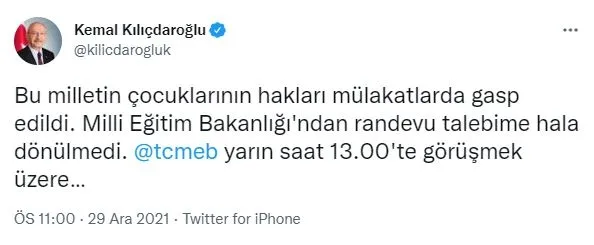 Son dakika: CHP Lideri Kemal Kılıçdaroğlu Milli Eğitim Bakanlığı’na alınmadı! Bakanı Özer’den ’görüşme’ yanıtı