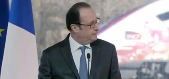 Hollande konuşurken polisin silahı ateş aldı