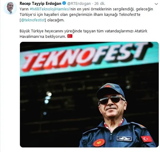 Başkan Erdoğan’dan TEKNOFEST daveti: Tüm vatandaşlarımızı bekliyorum