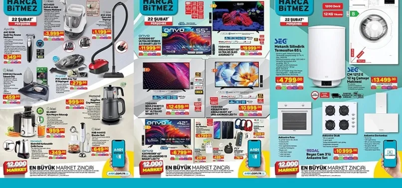 23 Şubat A101 aktüel ürünler kataloğu yayında! A101’e yarın Toshıba smart TV, SEG ankastre set, Kiwi koltuk ve halı yıkama makinesi…