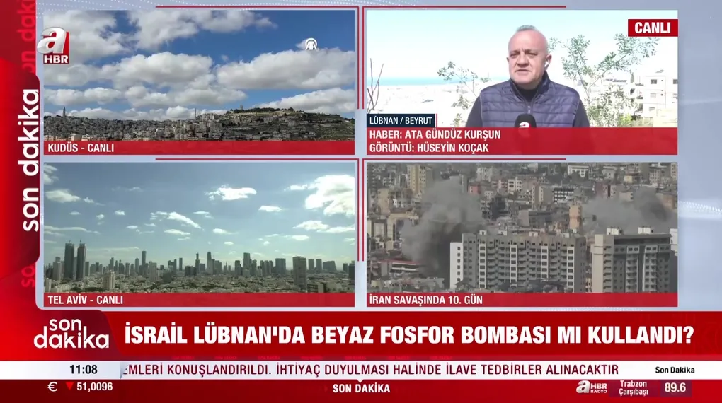 Lübnan'daki saldırılar A Haber ekranında