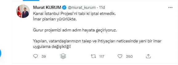 Çevre, Şehircilik ve İklim Değişikliği Bakanı Murat Kurum'dan flaş Kanal İstanbul açıklaması: Gurur projemizi adım adım hayata geçiriyoruz - 2