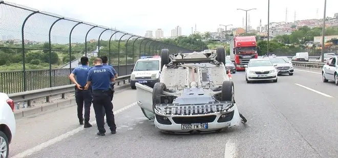Son dakika: İstanbullular dikkat: Bahçeşehir TEM’de araç takla attı! Trafik kilitlendi