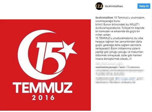 Ibrahim Tatlises Ten 15 Temmuz Paylasimi A Haber Son Dakika Magazin Haberleri