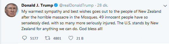 Trump'tan Yeni Zelanda'daki katliam hakkında açıklama - 1