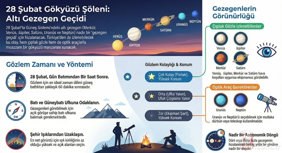 Türkiye’den izlenecek: 6 gezegen aynı hatta dizilecek! Gezegen geçidi ne zaman? 2