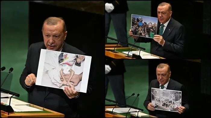 insanlik-tarihinin-en-aci-soykirimi-2-yilinda-israil-gazzede-on-binlerce-masumu-katletti-1759818502137.jpeg Başkan Erdoğan da BM'de yaptığı konuşmada İsrail'in Gazze'deki soykırımını gözler önüne seren kareleri dünyaya bir kez daha göstermişti. (A Haber arşiv)