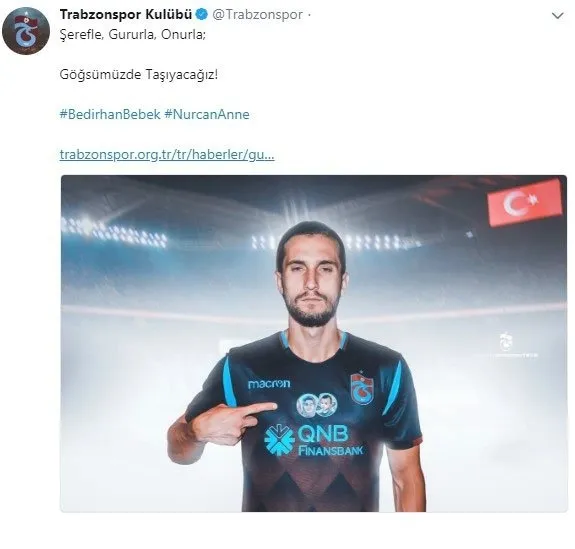Trabzonspor'un Cagliari maçı formalarında şehit Nurcan Karakaya ve Bedirhan bebeğin resmi olacak - 1