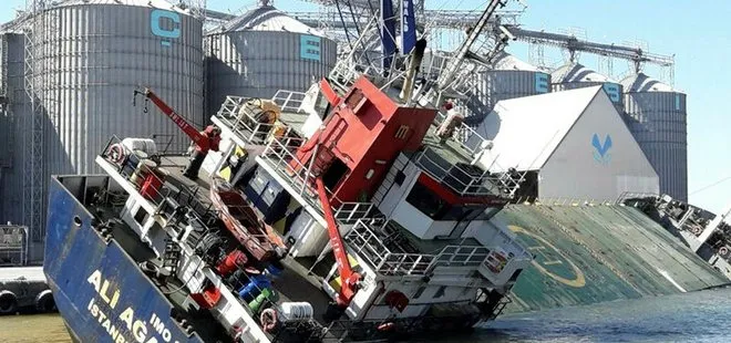 Bandırma’da konteyner gemisi yan yattı