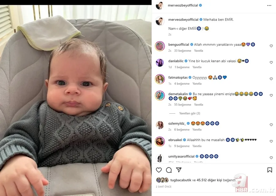 Merve Özbey’in paylaşımına yorum yağdı! Ünlü şarkıcı Merve Özbey oğlu Emir'in yüzünü ilk defa gösterdi! Emir bebek bakın kime benziyor? 8