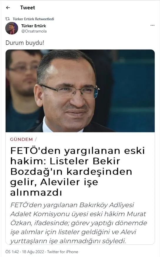 FETÖ mağduru CHP’li Türker Ertürk’ten örgüte yeşil ışık! FETÖ’cülerin Bakan Bozdağ iftirasına ortak oldu