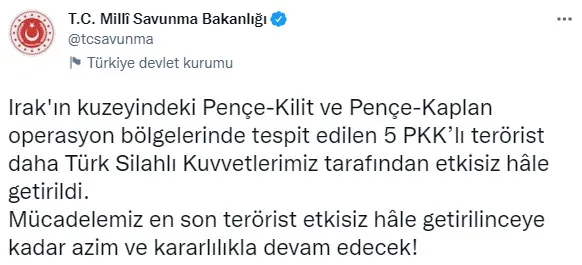 Son dakika: Pençe-Kilit ve Pençe-Kaplan bölgesinde 5 terörist öldürüldü - 1