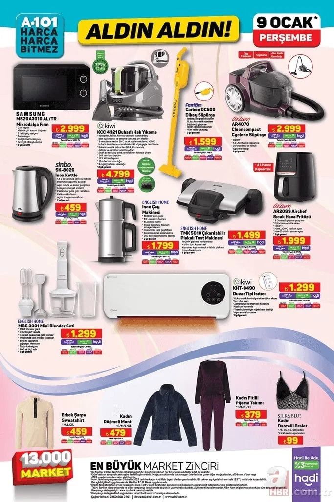 A101 9 Ocak aktüel kataloğu: Buharlı halı yıkma makinesi 4.799 TL'ye satışta 4