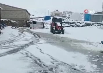 Erzurum Aşkale’de kar sürprizi