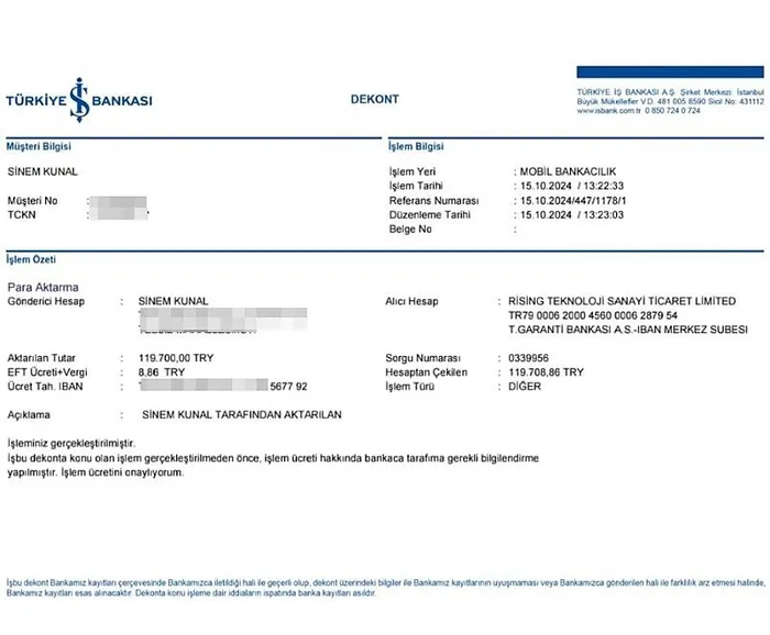 hoscakal-vurgunu-coin-aldirarak-yuzlerce-kisiyi-dolandirdi-iddiasi-1734350821572.jpeg 120 bin TL dolandırıldığını iddia eden vatandaşın para gönderme dekontu (DHA)