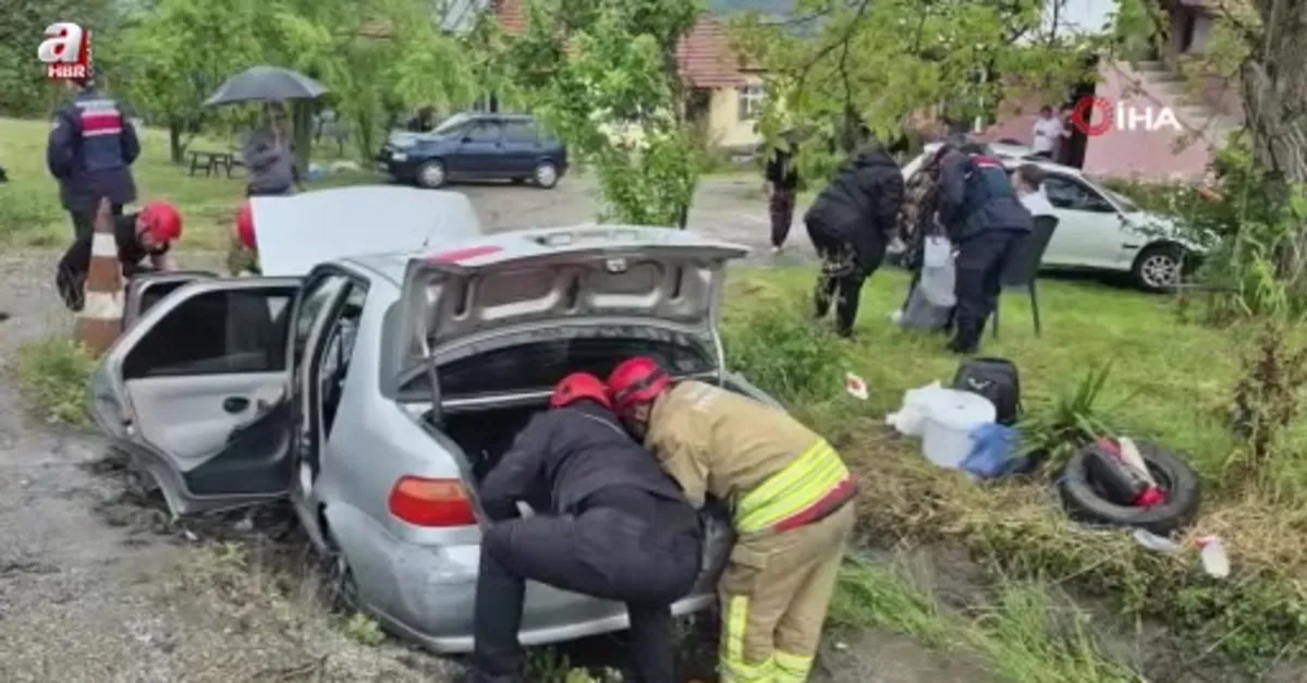 Bolu Dağında otomobil kanala uçtu